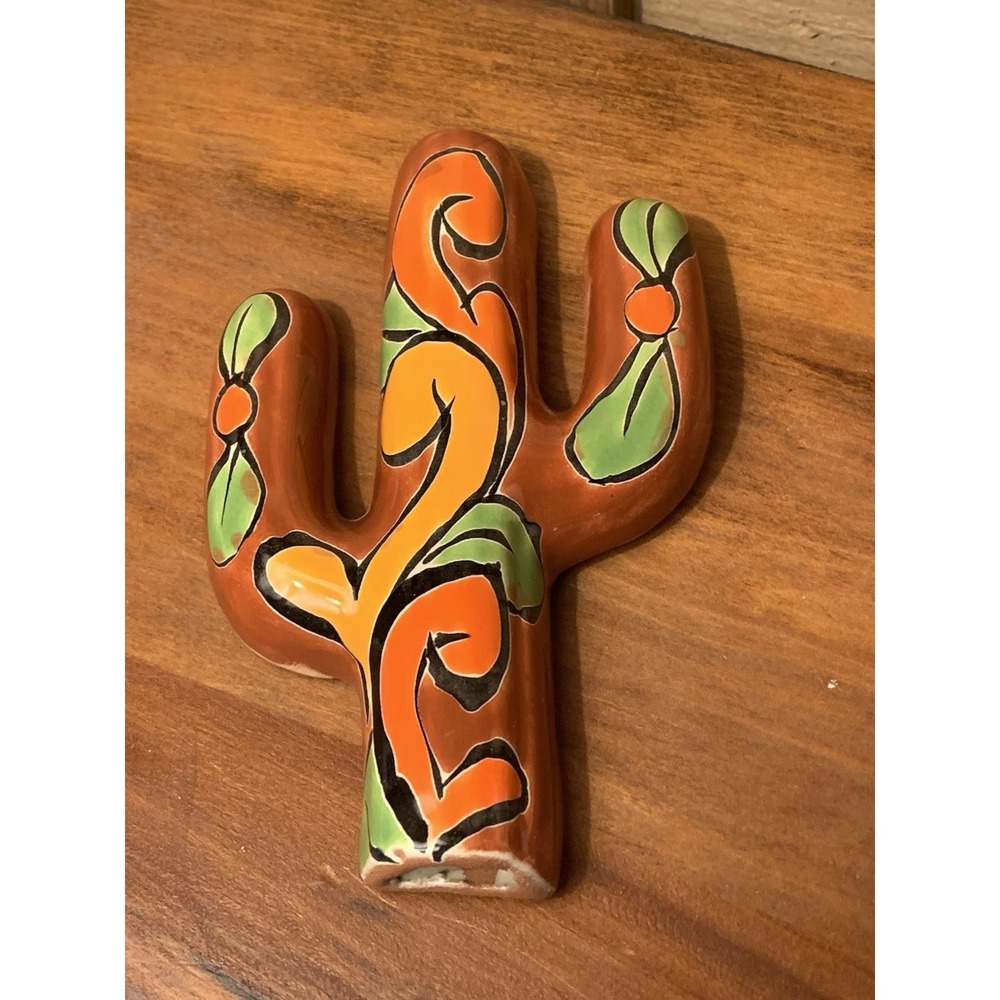 Talavera Wall Cactus Folk Art Mexican Pottery Home Decor Multicolor 6.25"